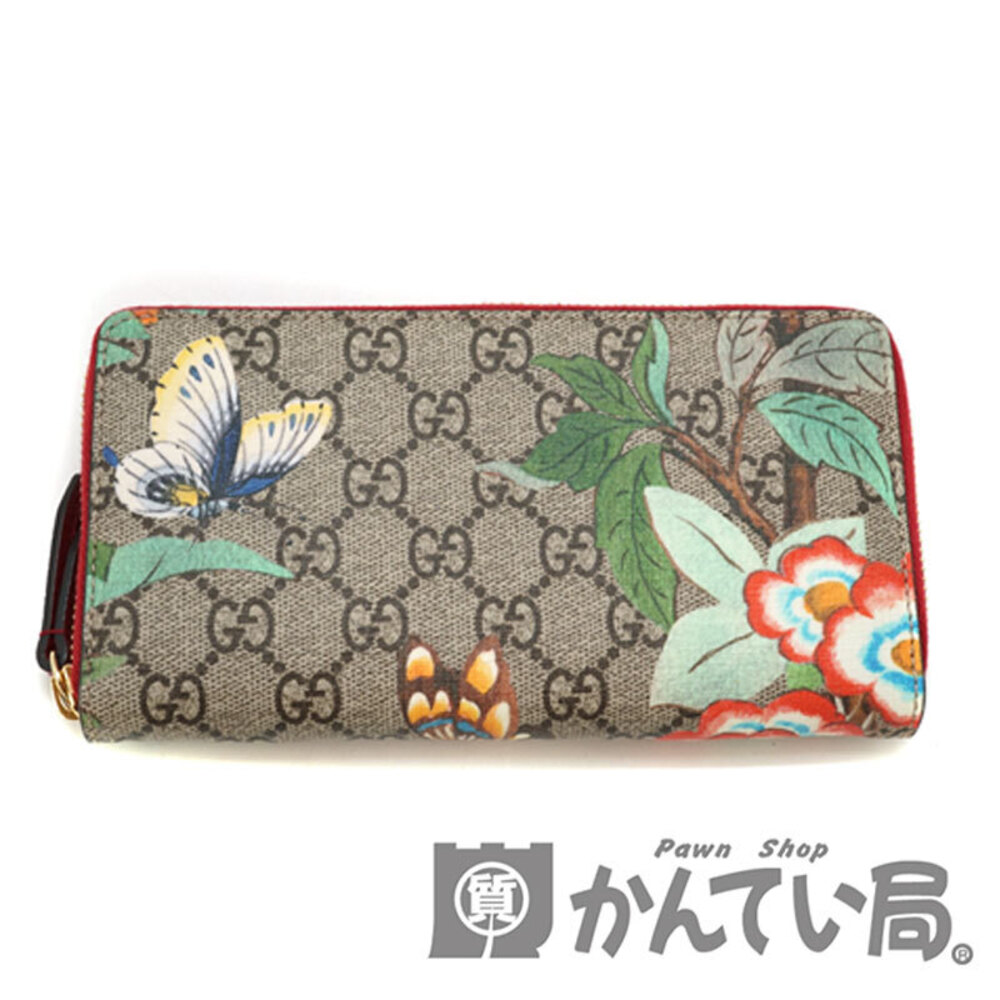 Gucci Zip Around Long Wallet GG Tian Beige Red